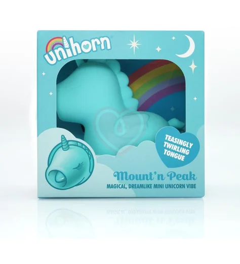 Клиторальный вибратор в виде единорога со стимуляцией язычком Unihorn Mount'n Peak голубой фото 8