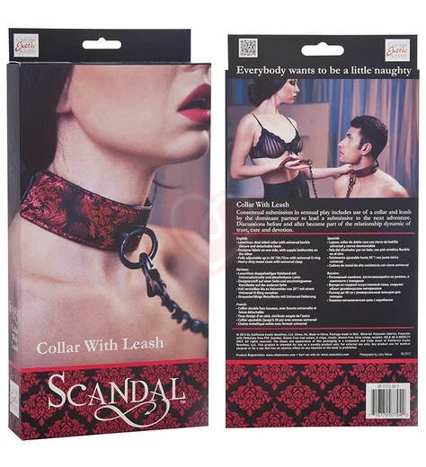Ошейник с цепью атласный Scandal Collar with Leash фото 2