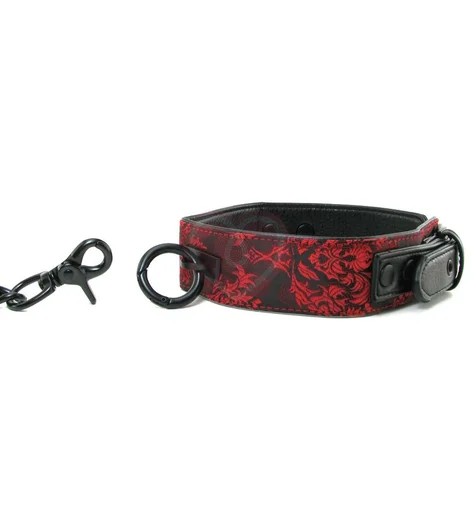Ошейник с цепью атласный Scandal Collar with Leash фото 3