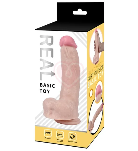 Реалистичный фаллоимитатор с мошонкой на присоске Real Basic Toy 23 см фото 2