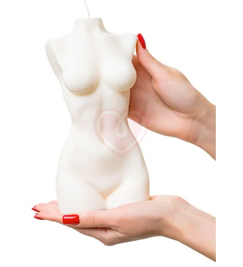 Интерьерная свеча в виде женского торса Pecado BDSM 22 см белая фото 7