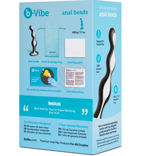 Металлический рельефный стимулятор b-Vibe Stainless Steel Anal Beads фото 10