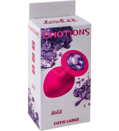 Большая анальная пробка Emotions Cutie Large розовая с темно-фиолетовым кристаллом фото 3