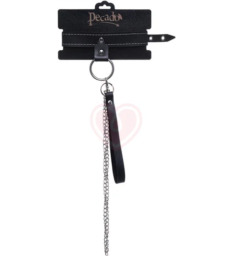 Ошейник с цепью-поводком Pecado BDSM черный фото 6