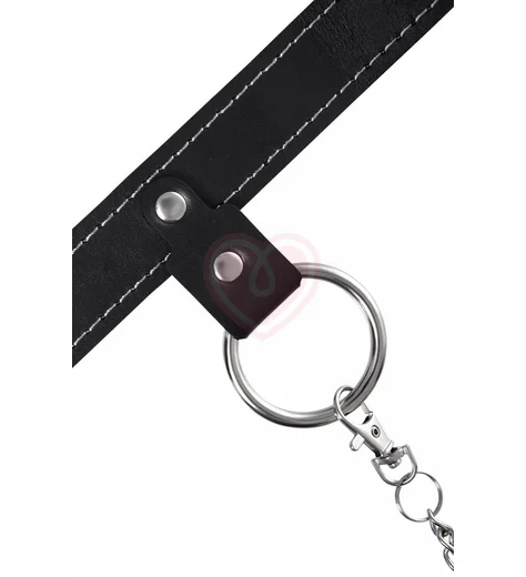 Ошейник с цепью-поводком Pecado BDSM черный фото 7