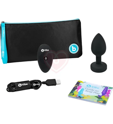 Вибропробка b-Vibe Vibrating Jewel Plug с кристаллом и пультом чёрная фото 6