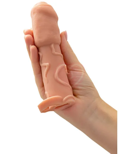 Насадка удлинитель с закрытой головкой и кольцом на мошонку XLover by Toyfa телесная фото 7