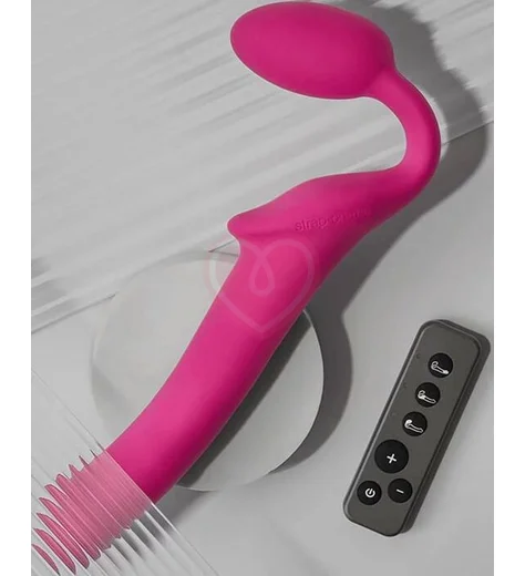 Безремневой страпон с вибрацией и пультом управления Strap-on-me L розовый фото 5