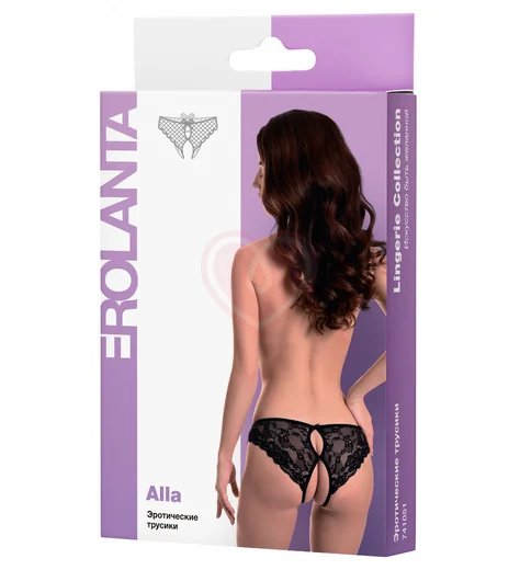 Кружевные трусики открытые внизу чёрные фото 2