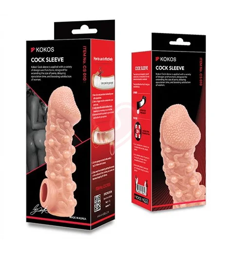 Насадка с шариками и отверстием для мошонки Kokos Cock Sleeve CS010-L фото 2