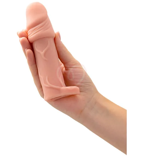 Насадка удлинитель с крайней плотью и кольцом на мошонку XLover by Toyfa телесная фото 9