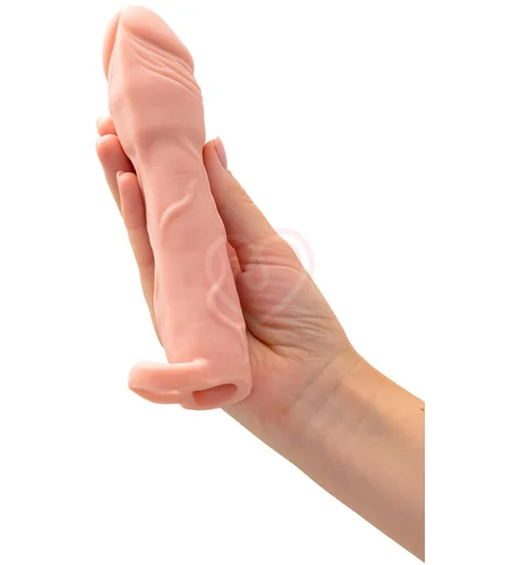 Насадка удлинитель с кольцом на мошонку XLover by Toyfa телесная фото 9