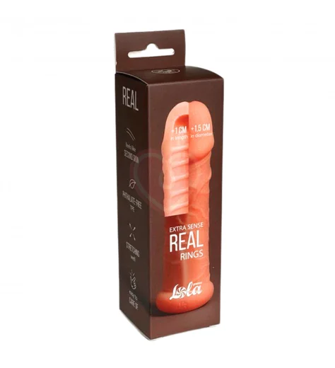 Насадка-удлинитель члена с двухсторонним рельефом Real Extra Sense Rings фото 3