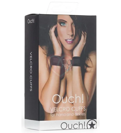 Мягкие наручники Ouch! Velcro Cuffs чёрные фото 2