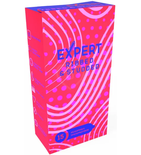 Текстурированные рельефные презервативы Expert Ribbed Studded 15 шт фото 1