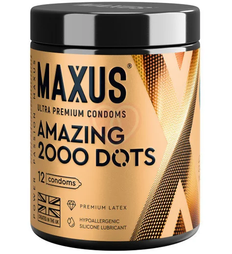 Точечные презервативы Maxus 2000 Amazing Dots 12 шт с кейсом фото 1