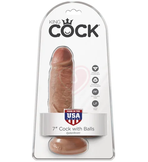 Фаллоимитатор на присоске с мошонкой King Cock with Balls 19 см мулат фото 3