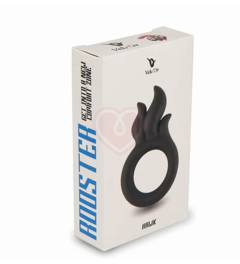 Эрекционное кольцо с огненным дизайном Velv'Or Rooster Hawk черное фото 4