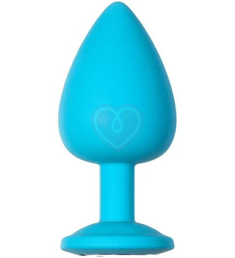 Большая анальная пробка Emotions Cutie Large бирюзовая с фиолетовым кристаллом фото 3