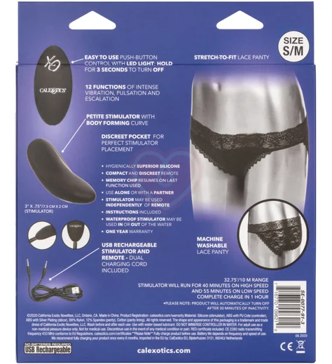 Вибратор для клитора с пультом Lace Panty Set S/M чёрный фото 2