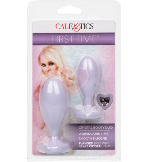 Набор из 2 анальных пробок с кристаллом First Time Crystal Booty Duo фиолетовый фото 8