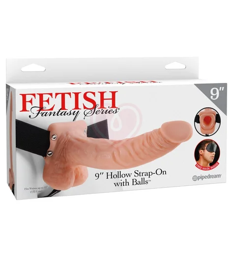 Фаллопротез с мошонкой Hollow Strap-On with Balls 24 см телесный фото 2