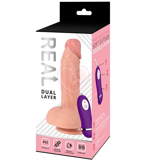 Реалистичный вибратор с двойной текстурой Real Dual Layer 21,5 см фото 5