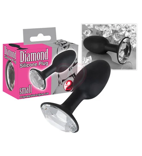 Силиконовая анальная пробка с кристаллом Diamond размер S фото 3