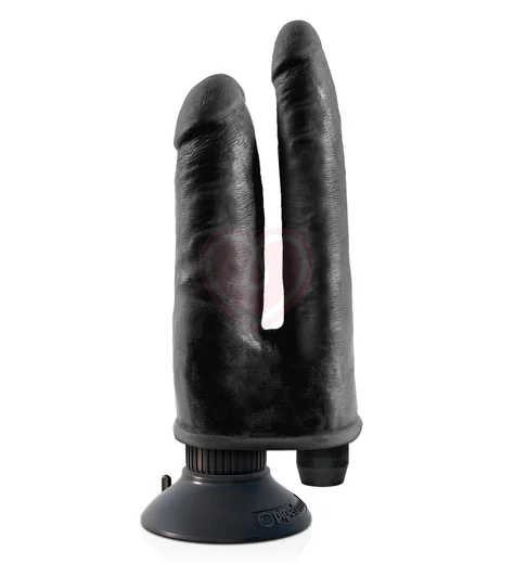 Вибратор реалистик на присоске двойной King Cock Double Penetrator чёрный фото 2