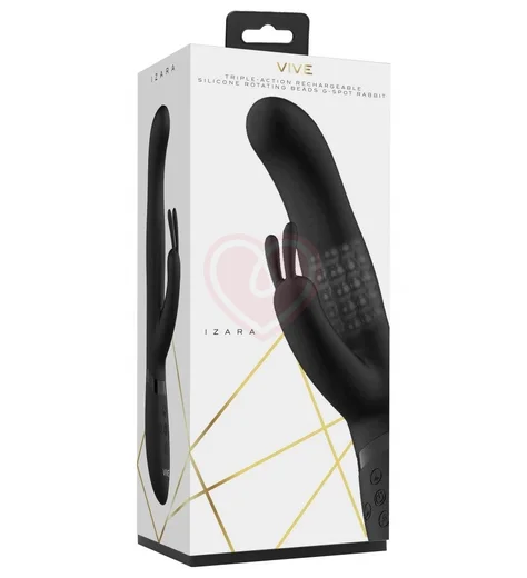 Вибратор Izara с ротацией шариков и клиторальным стимулятором чёрный фото 2