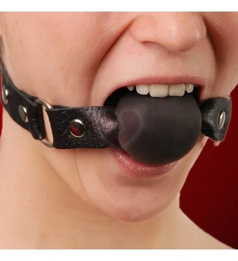 Кляп с кожаным ремешком и латексным шаром Sitabella чёрный фото 2