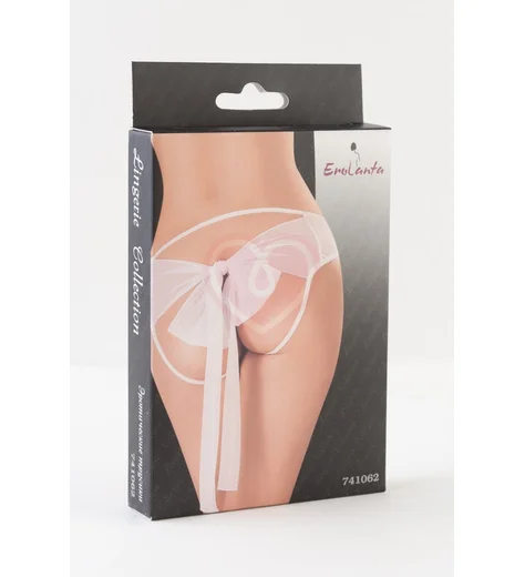 Кружевные трусики с большим бантиком на попке белые фото 3