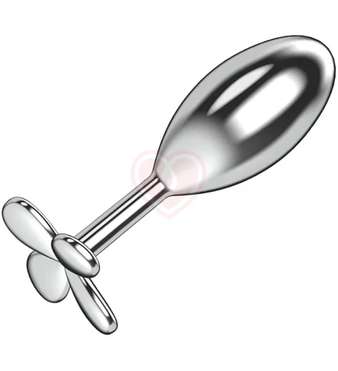 Алюминиевая анальная пробка-капля Kanikule с серебряным цветком фото 2