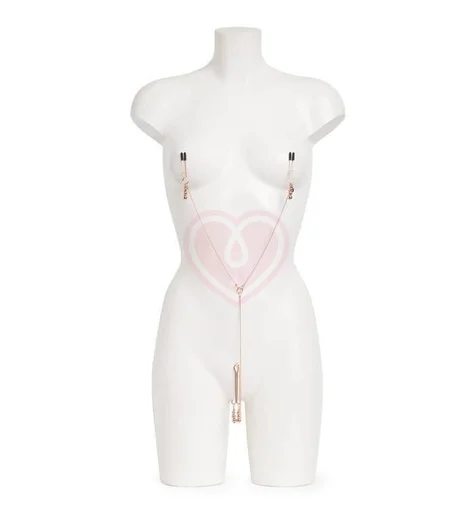 Металлические зажимы для сосков и клитора Fifty Shades Freed All Sensation золотые фото 3