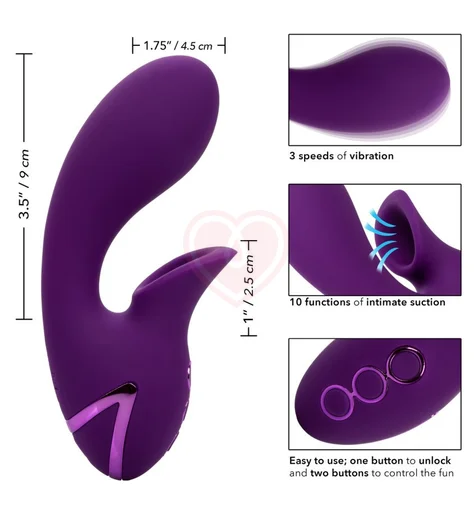 Вибратор с вакуумным стимулятором Huntington Beach Heartbreaker фиолетовый фото 2