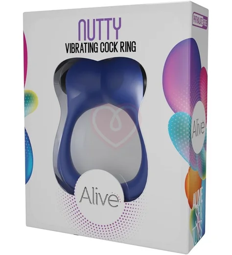 Эрекционное кольцо Adrien Lastic Nutty с вибрацией синее фото 4