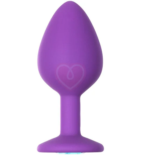 Средняя анальная пробка Emotions Cutie Medium фиолетовая с голубым кристаллом фото 2