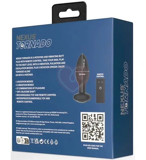 Анальная вращающаяся вибропробка Nexus Tornado Medium чёрная фото 6
