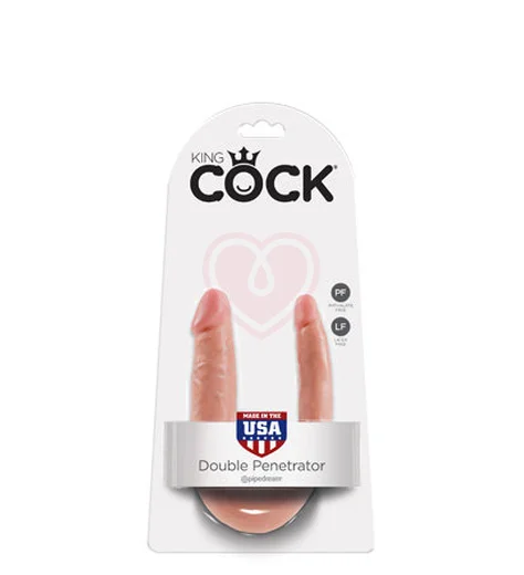 Двухсторонний фаллоимитатор King Cock U-Shaped Double малый телесный фото 4