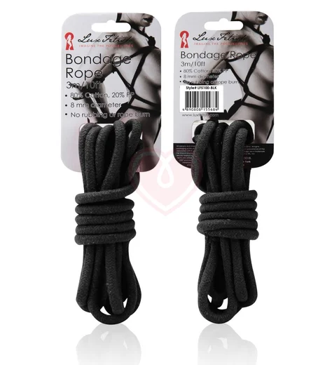 Хлопковая верёвка для связывания Lux Fetish 3 м чёрная фото 2