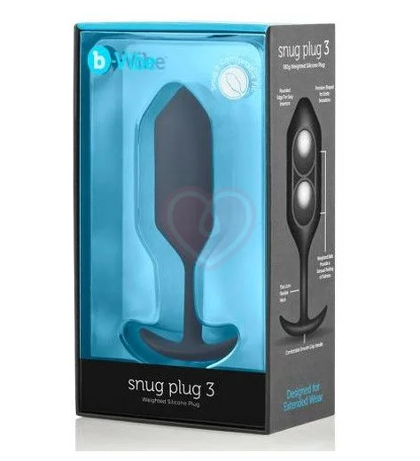 Утяжелённая анальная пробка для ношения b-Vibe Snug Plug 3 средняя чёрная фото 2