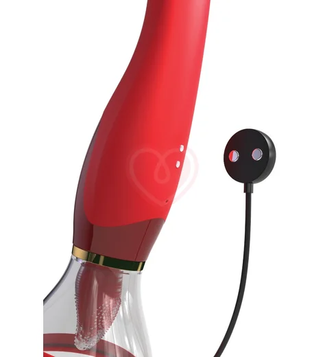 Вибратор с имитацией оральных ласк и позолотой Fantasy For Her 24K Gold красный фото 3