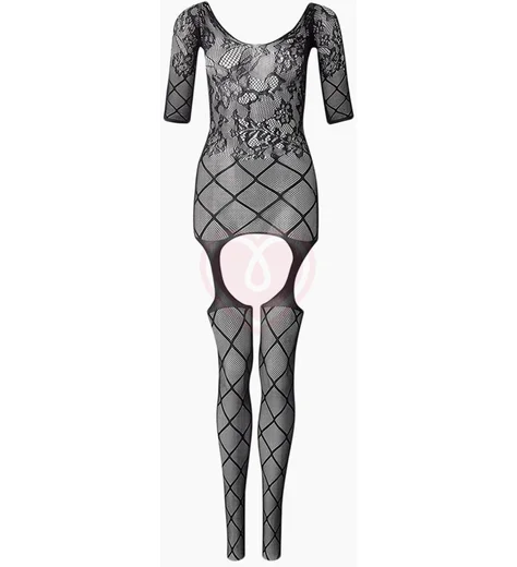 Боди-комбинезон с чулками длинными рукавами и открытым доступом Impulse чёрный фото 7