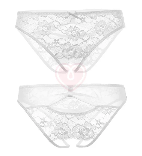 Кружевные трусики с открытой попкой белые фото 3