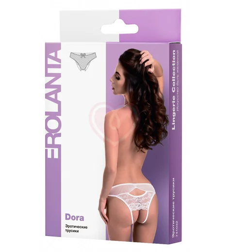 Кружевные трусики с открытой попкой белые фото 4