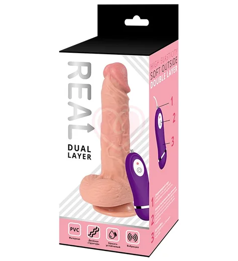 Реалистичный вибратор с двойной текстурой Real Dual Layer 23 см фото 5