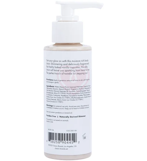 Мерцающий лосьон для тела CG Glow Vanilla Cupcake Shimmer Lotion с золотыми блестками и запахом вани фото 2