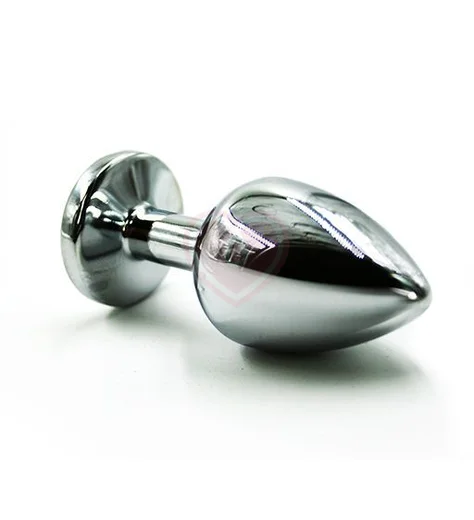 Маленькая алюминиевая анальная пробка Small с фиолетовым стразом фото 3