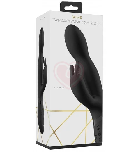 Вибратор Niva с ротацией и клиторальным стимулятором чёрный фото 4