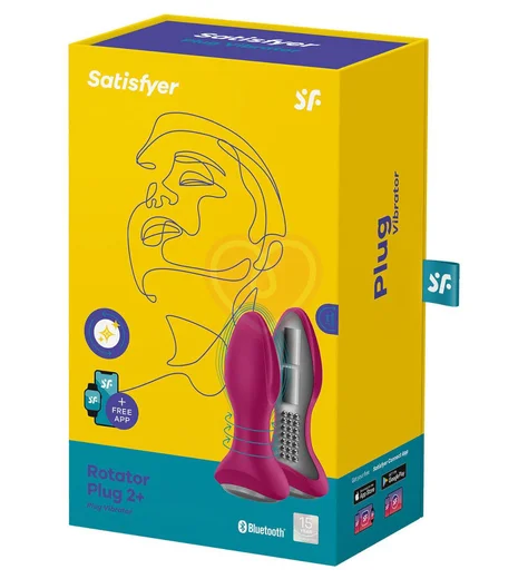 Вибропробка с ротацией и приложением Satisfyer Rotator Plug 2+ бордовая фото 5